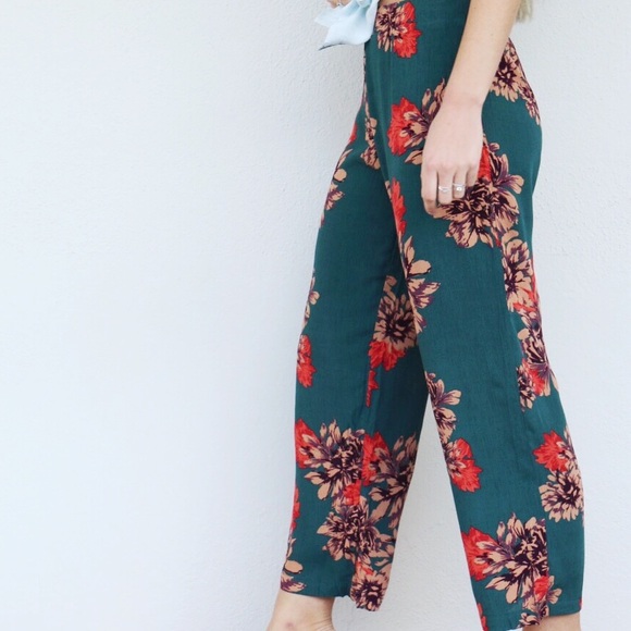 teal floral pants - Picture 4 of 5